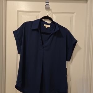 Women's Navy Button Down Shirt